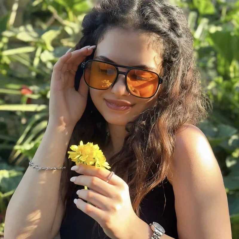 2024 Outdoor Ocean Slice Double Beam Sunglasses New Retro Jelly Color Women Square Sunglasses UV400 Eye Protection GogglesXJ250306