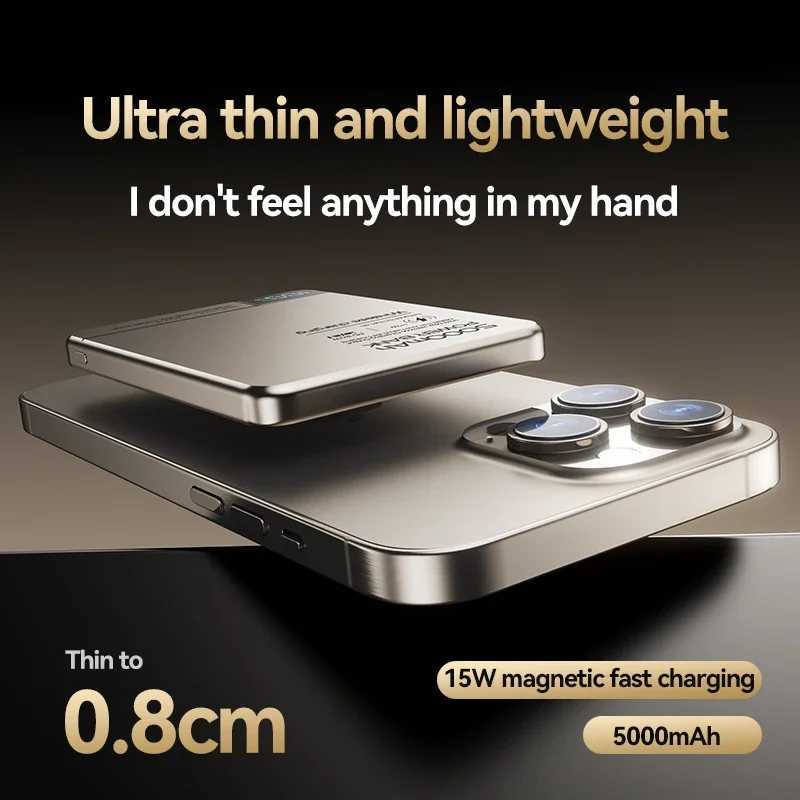 New Arrival Ultra Thin 10000mAh Magnetic Wireless Charger Power Bank PD15W Portable Powerbank For Phone T250306