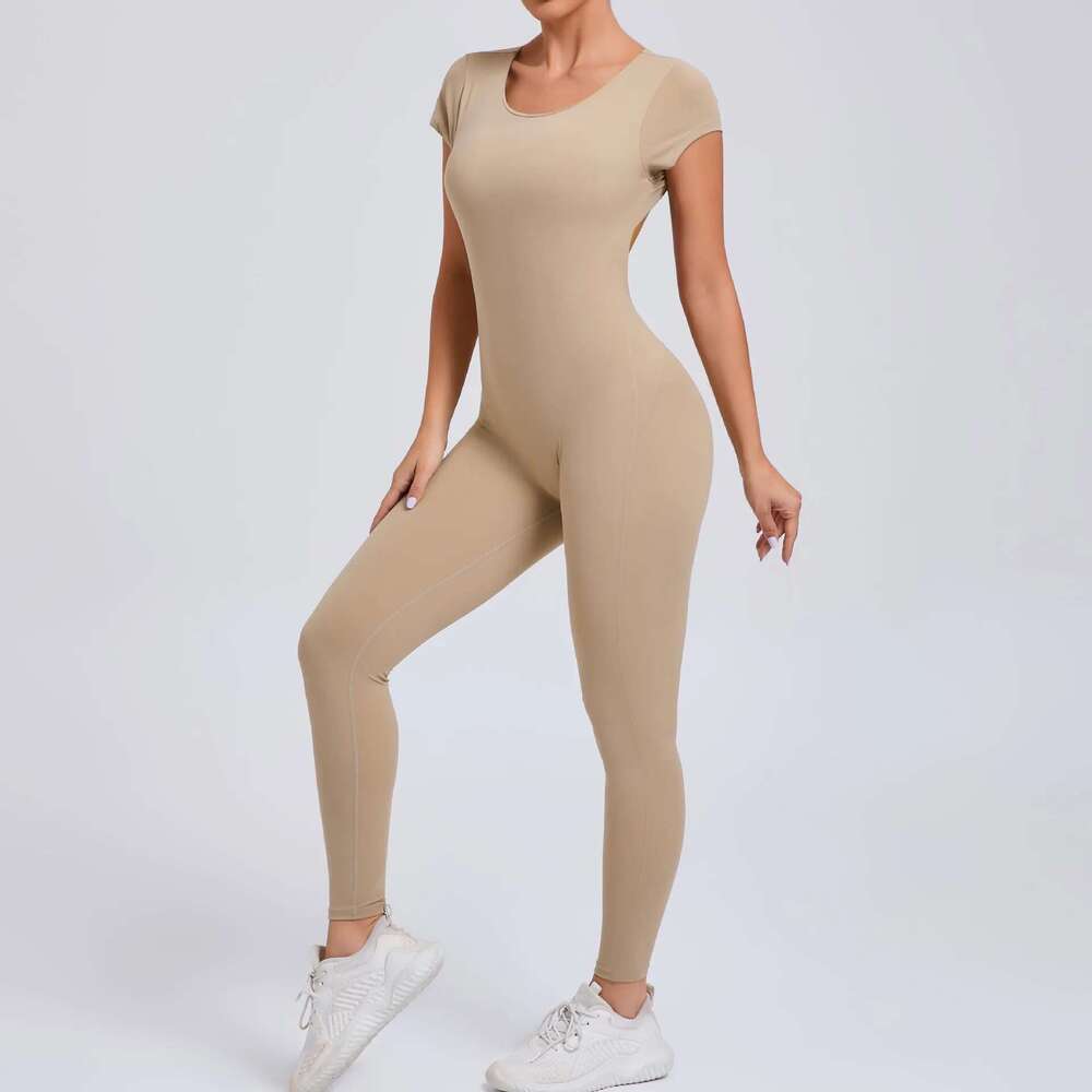 New Yoga Jumpsuit OPEN BACK TEE BODYSUIT Tight Fitting Hip Lifting Exercise Fiess Clothing Breathable Cycg Jersey KLMY