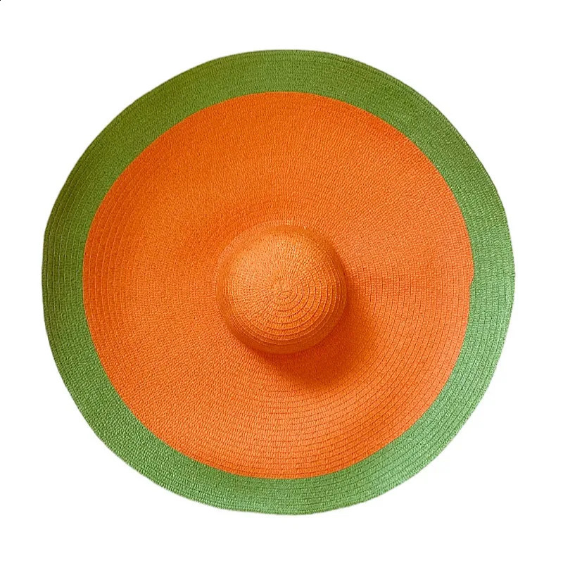 Summer Large Wide brim women leisure Colorful Panama sun hat fashion trendy dome holiday beach hat foldable straw hat 250303