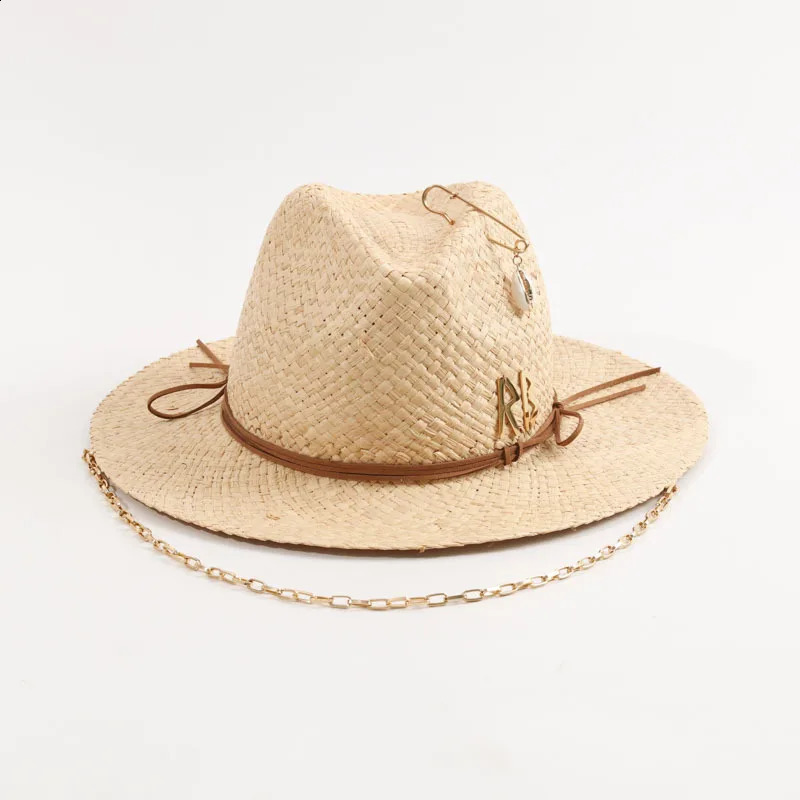er Series Letter Raffia Straw Hat with Pointed Hollow Sunshade Straw Beach Sun Hat 250303