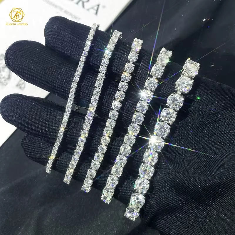 High Quality Ladies Jewelry 10K 14K Solid Gold 2mm 3mm 4mm 5mm D VS1 Round HPHT Lab Grown Diamond Tennis Bracelet for Gift