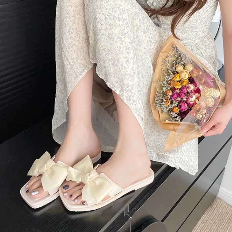 Mens Slippers Summer New Fi Elegant Bow Casual Indoor N Slip Breathable Outdoor Beach Slippers for Men Y250306