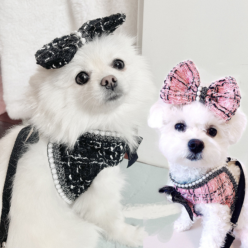 Chic Designer Dog Vest Harness, Ins-style Luxury Pet Supplies, Yorkie Dog Harness Leash for Small Dogs