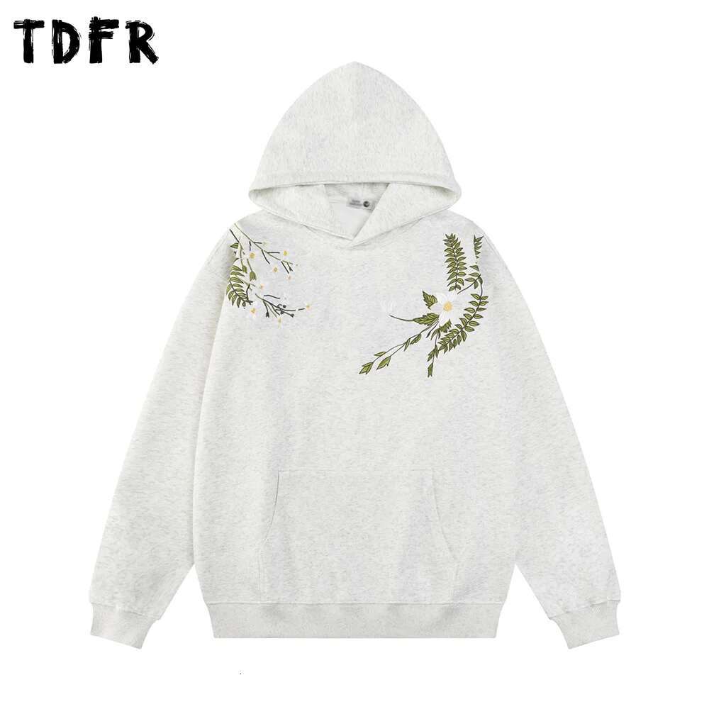 Wer Embroidery Hoodies Mens Front Pocket Spring Retro Streetwear Loose Long Sleeve Hooded Sweatshirts Men