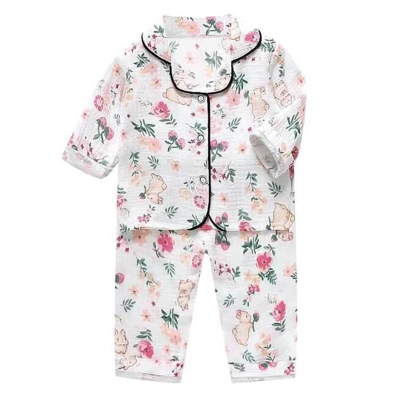 Summer New Cartoon Set Boys and Girls Casual Pajama Set Baby Silk Ice Short Sleeve Pajama M250306