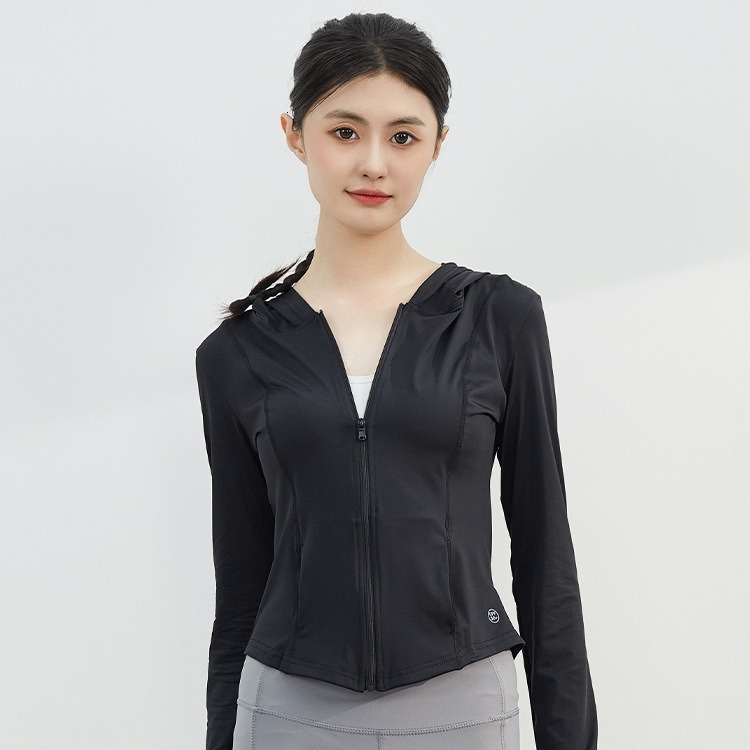 tracksuit UPF50+original yarn clothing women, slim fit tight fitting sun protection clothing, UV resistant hooded yoga jacket for women