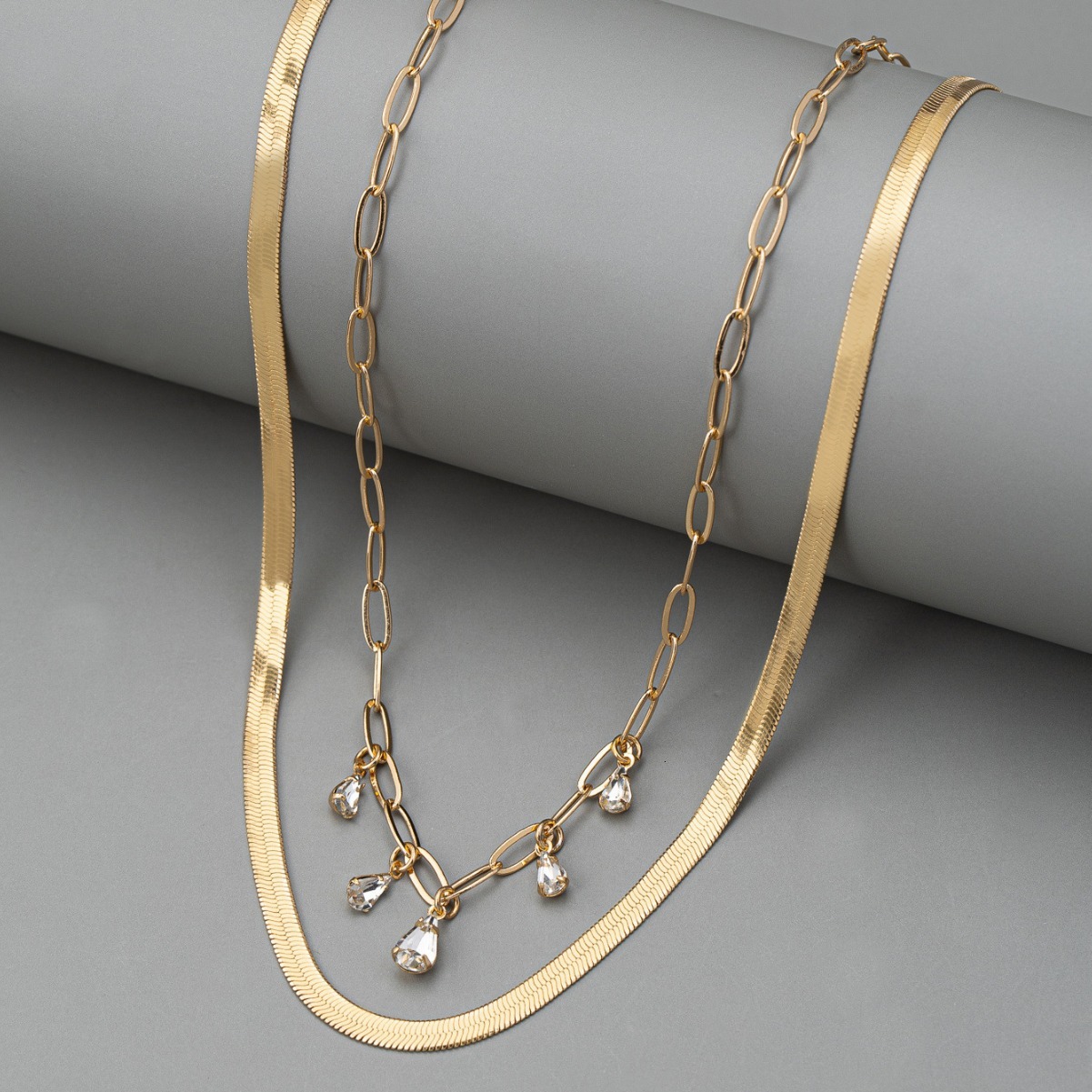 Fashion Fashion Choker Multi-layer Snake Bone Chain With All Senior Sense Diamond Necklace for Women