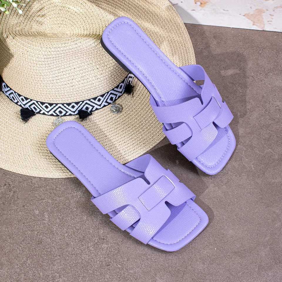 Flat botted womens slippers beach shoes he casual sandals unbutto slippers couples shoes Y250306