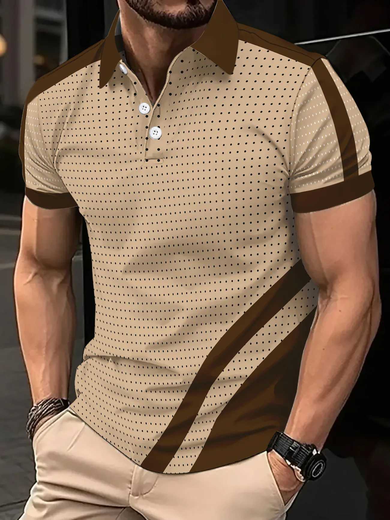 New summer 2025 European and American fashion sports POLO shirt button mens leisure and fitness short-sleeved polo shirt X250306
