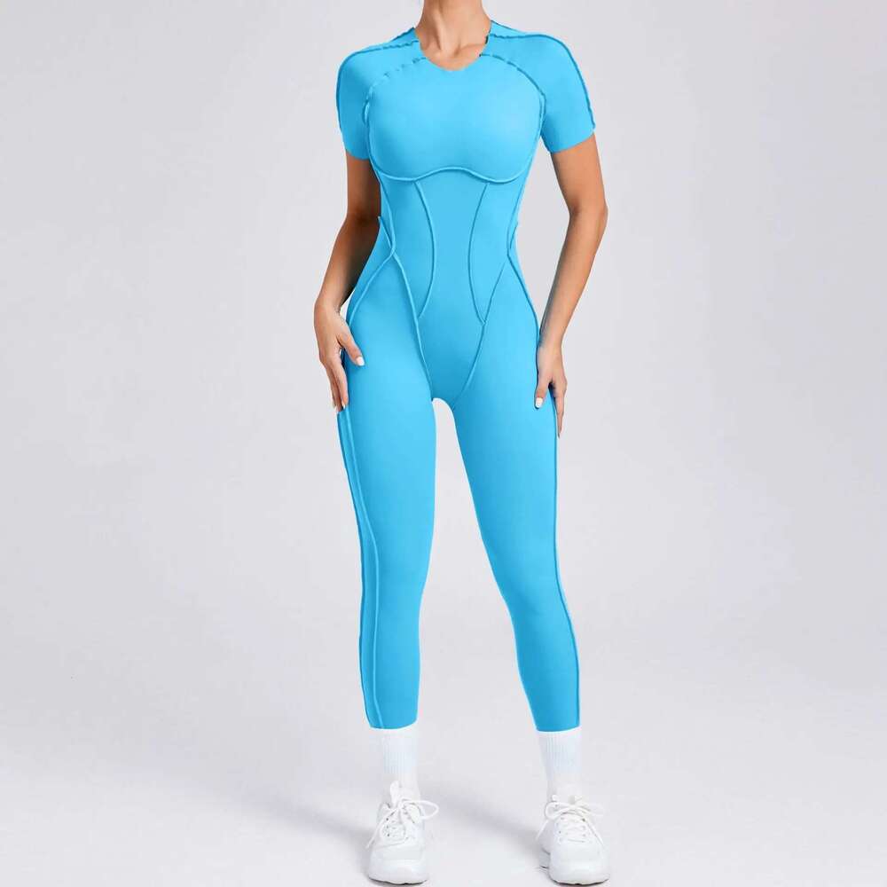 New Autumn/Winter Women's One-Piece Yoga Jumpsuit Leggings Long-Sleeved Short Sleeve Backless Slim Fit Sports Outfit KLMY