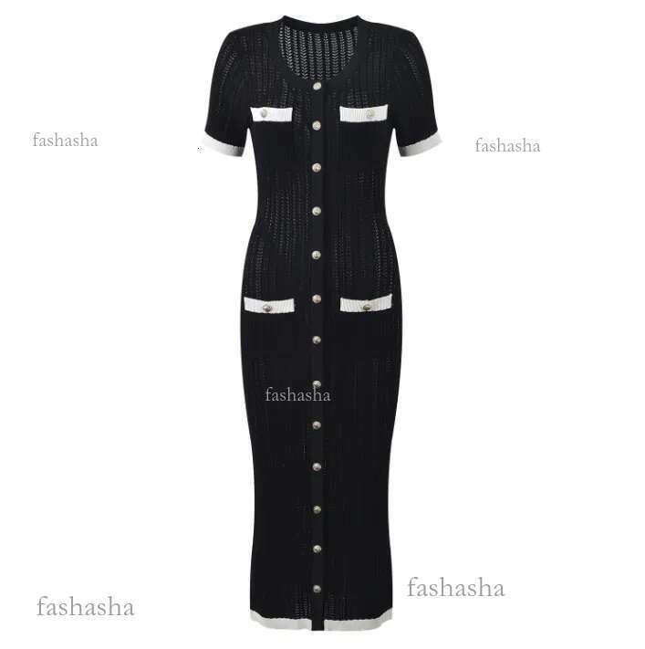 611 XL 2024 Milan Runway Summer Dress Short Sleeve Crew Neck Brand Same Style Empire Womens Fashion High Qual