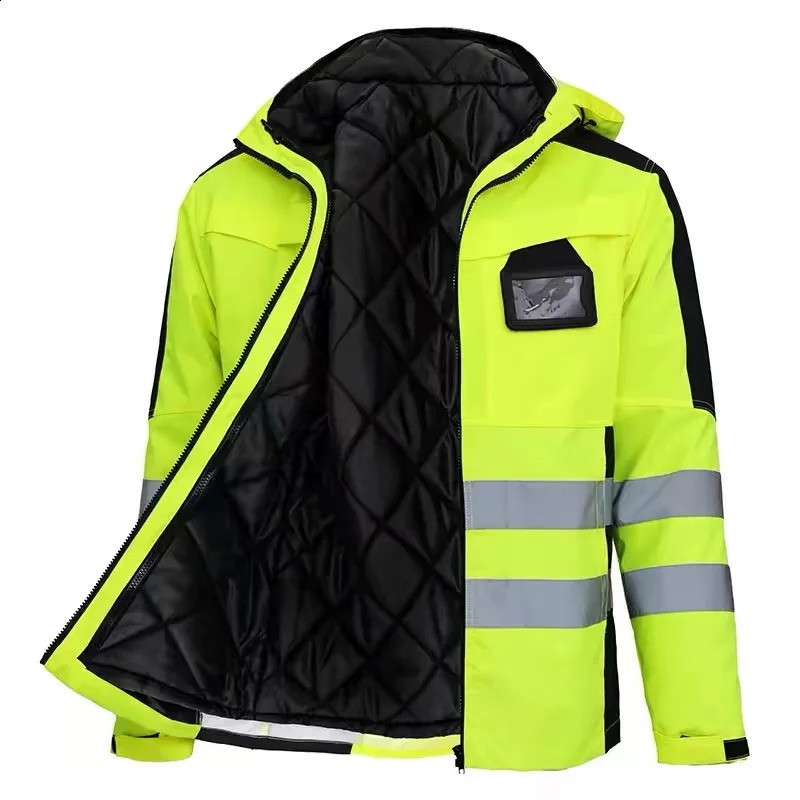 High visibility cotton winter anti cold safety reflective clothing road safety motorcycle riding reflective jacket 250305 - view 3