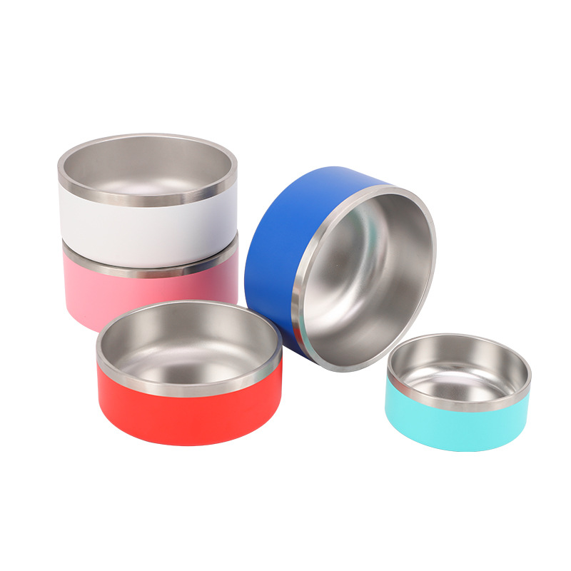 64oz Stainless Steel Round Dog Bowl Double Vacuum Feeding Large Capacity Dog Food Bowl Water Bottle Dog Accessories Pet Supplies