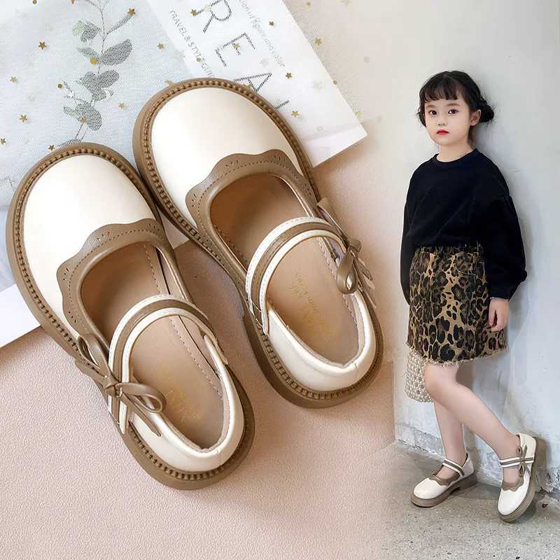 Fashion Girl School Shoes Patchwork Kid Princess Shoes for Children Shallow Toddler Ruffled Edge Leather Shoes Causal Mary JanesT250306