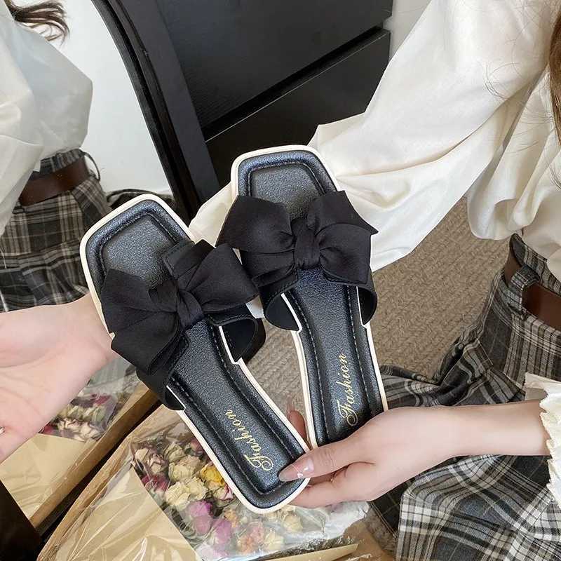 Mens Slippers Summer New Fi Elegant Bow Casual Indoor N Slip Breathable Outdoor Beach Slippers for Men Y250306