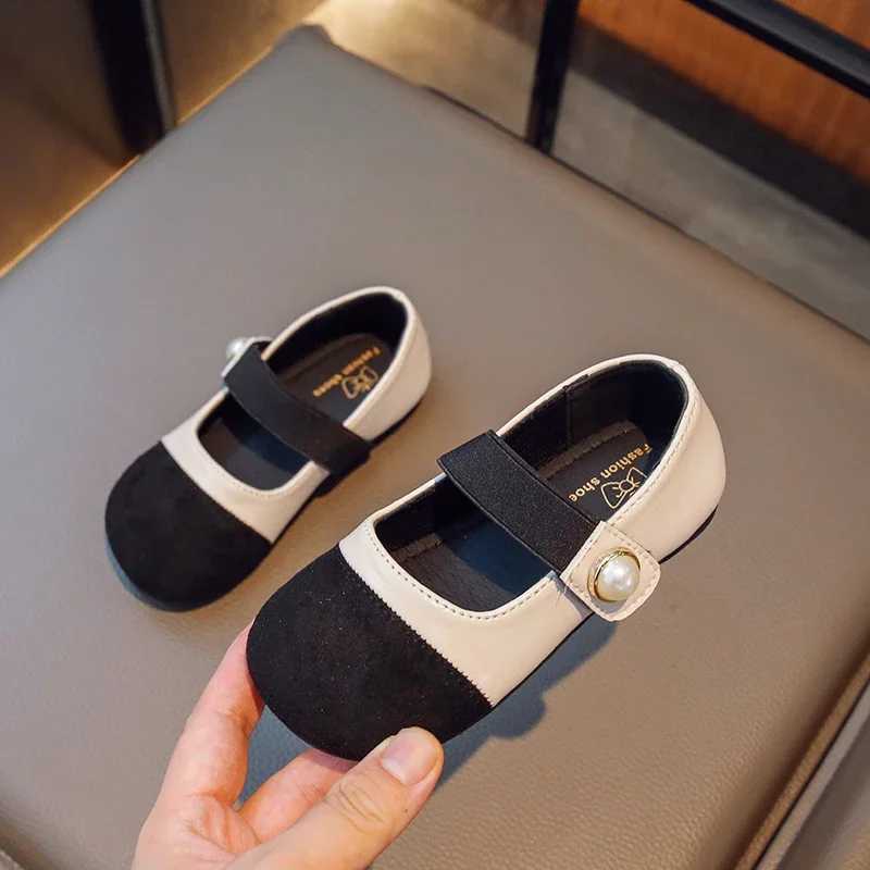 Girls Mary Janes Shoes Fashion Kids Moccasin Shoes Color Matching Spring Autumn Fashion Children Pearls Princess ShoesT250306