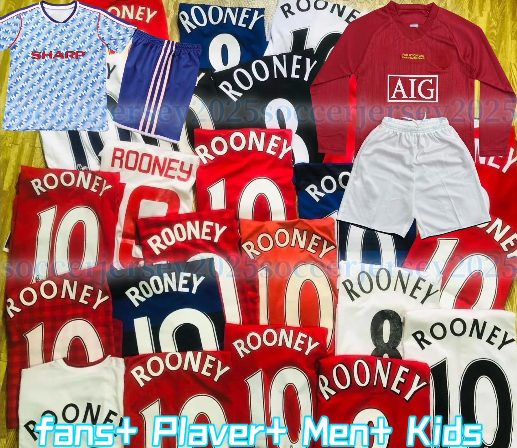 Cantona football jersey final retro 2007 football Giggs Rooney Solskjaer Keane 92 94 96 98 99 06 07 08 Nistelrooy Keane Sheringham Ronaldo Cole Carrick children's kit