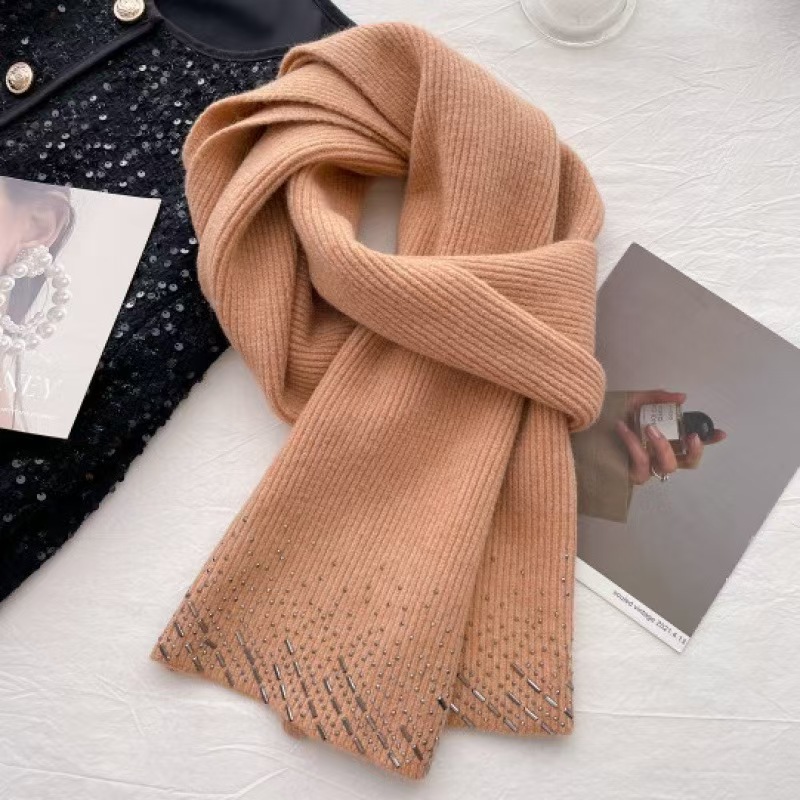 K062 Japanese and Korean fresh autumn and winter cold-proof long and enlarged scarf new thick warm solid color sequined shawl female