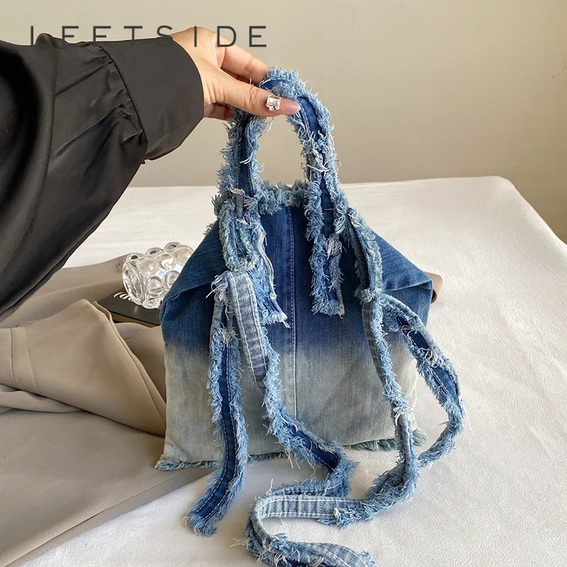 LEFTSIDE Small Denim Shoulder Bag Lady Handbags And Purses Women Y2K Korean Fashion Female Tote Bag Crossbody Bags 250306