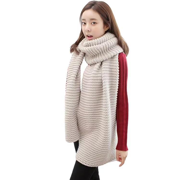 K056 New autumn and winter thick wool scarf for women Korean style versatile long thick hand-knitted student couple warm neck scarf