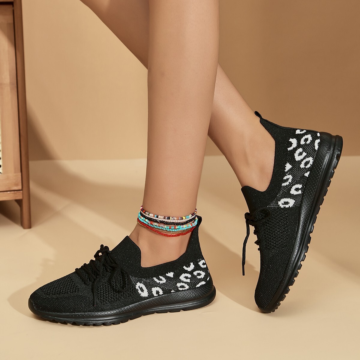 Wind 2025 Summer Personalized Women's Casual Shoes Flyknit Foot Chain Large New Style ddmykukumalu