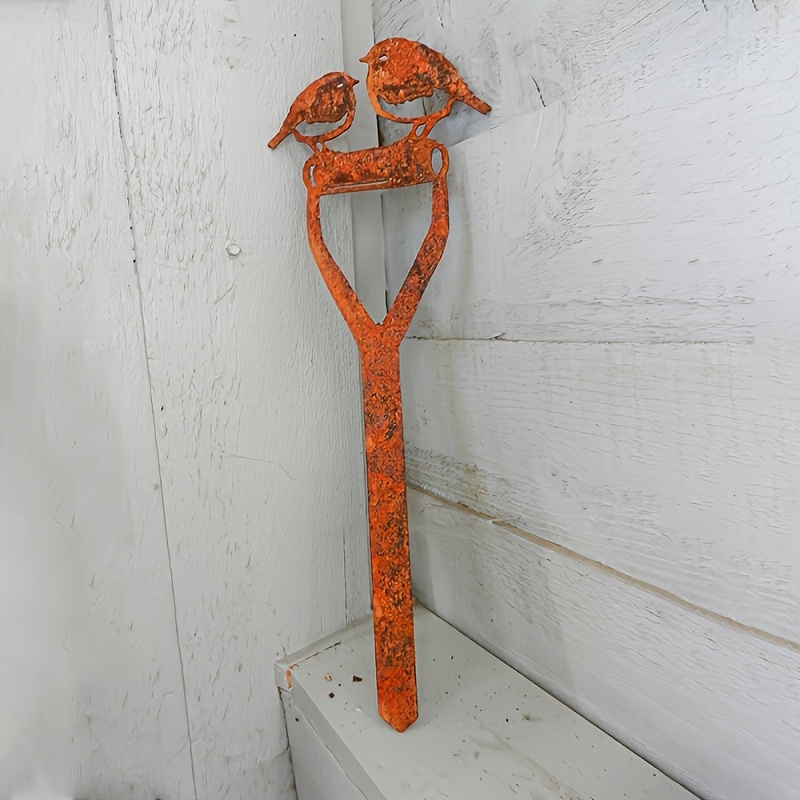 1 Piece Rustic Mockingbird Statue on Shovel Handle Rustic Mockingbird Garden Art Decor Gardener Gift Valentine's Day Easter Mother's Day Gif