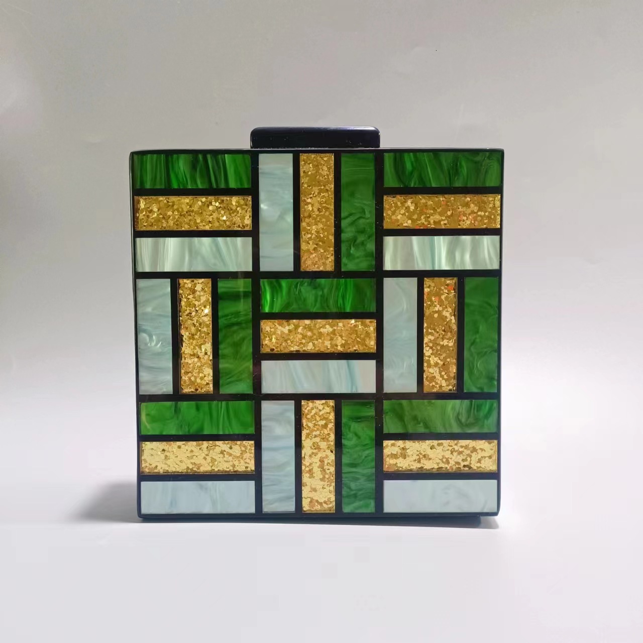 Summer Splicing Trendy Single Shoulder Chain Bag For Women Vintage lucite evening bag