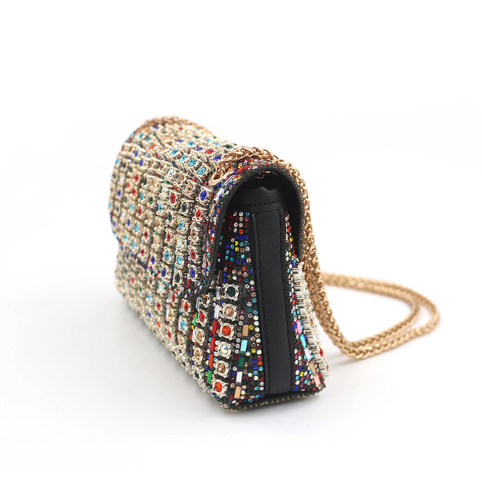 Gorgeous Pu Sparkling Diamond Flip Envelope Bag Evening Bag Womens Shoulder Bag Can Be Worn Cross-Body Wedding Party with Dress Skirt 250306