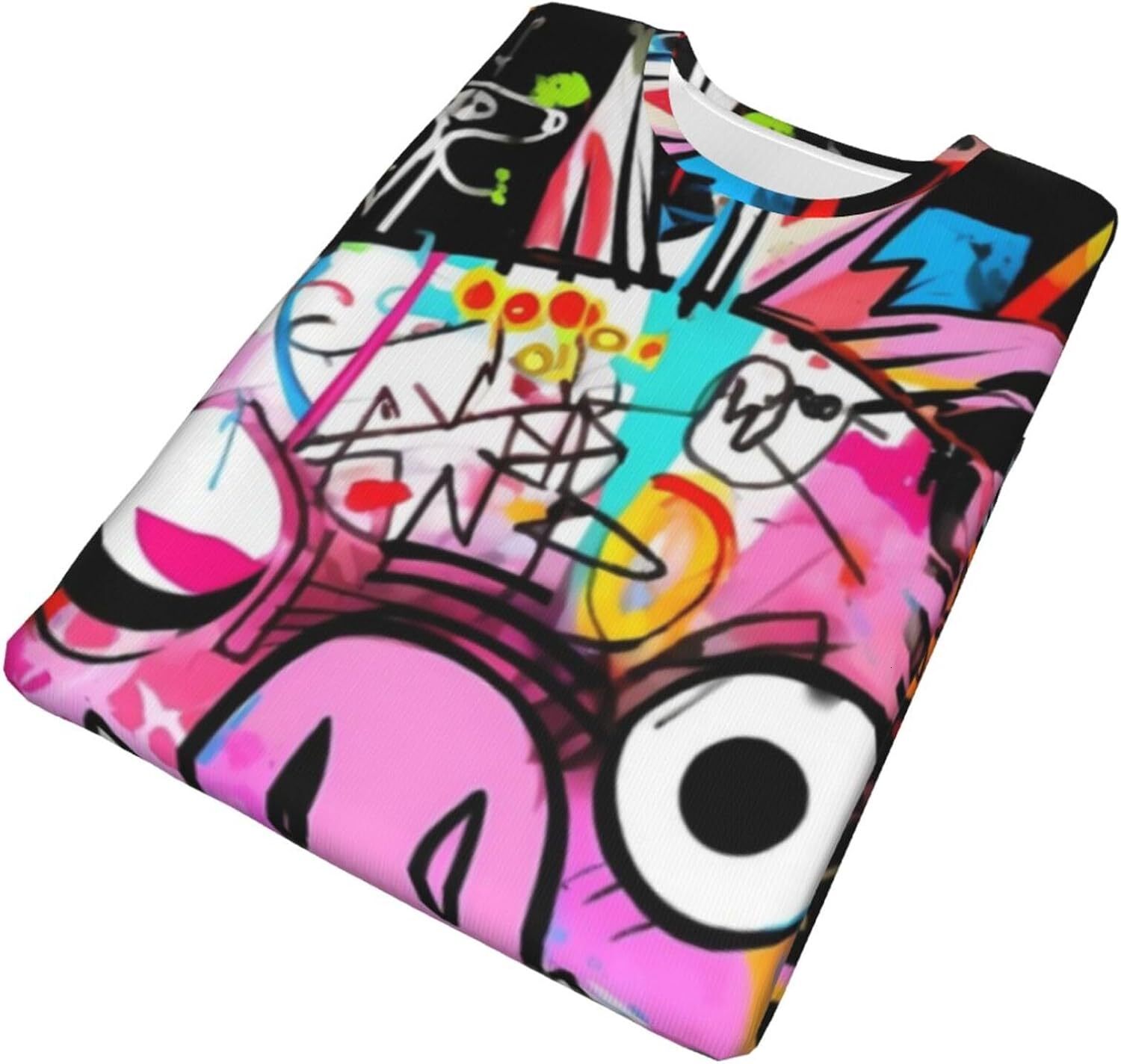 Mens T shirt Pig Graffiti Funny 3D Printed T-Shirt for Men Women Abstract Graffiti Art Comfort Fit Trendy Casual Short Sleeve Top tee Casual tops summ