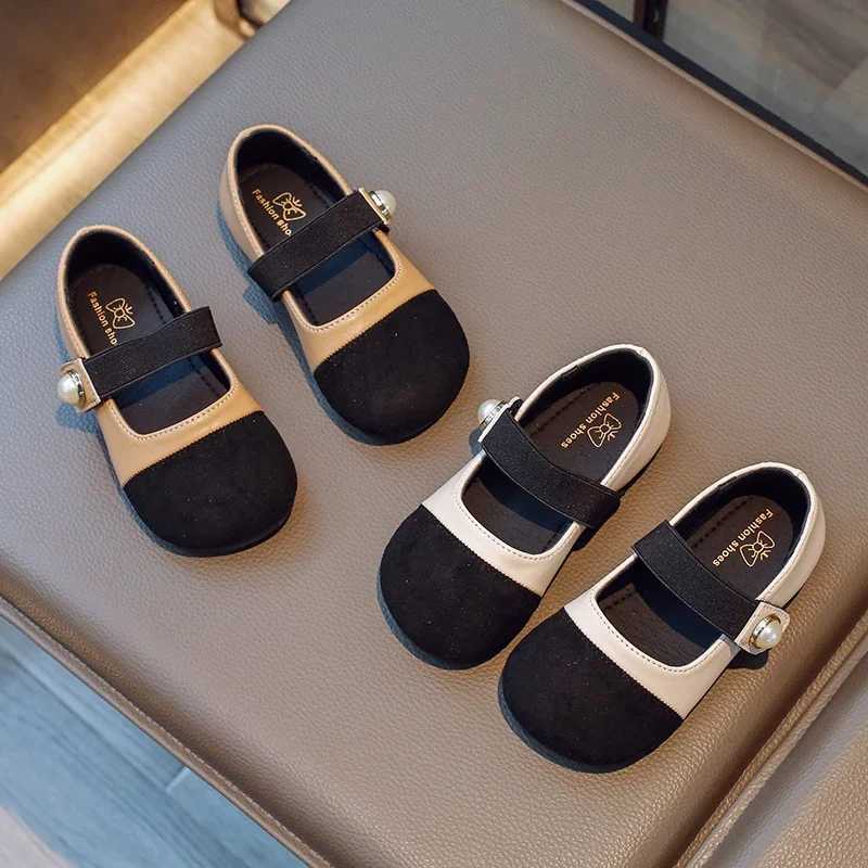 Girls Mary Janes Shoes Fashion Kids Moccasin Shoes Color Matching Spring Autumn Fashion Children Pearls Princess ShoesT250306