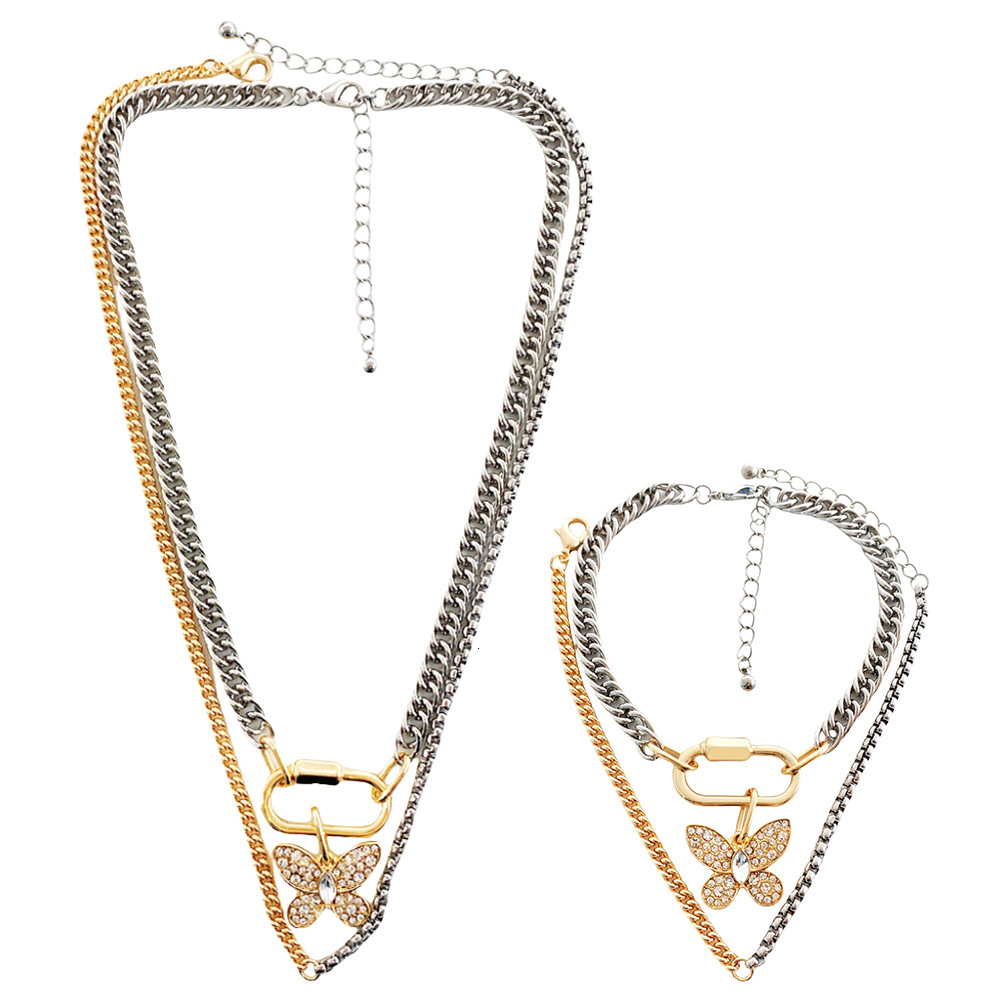 Small Luxury Butterfly Pendant Double Layer Wear Necklace Women French High-grade Collar Bone Chain Jewelry