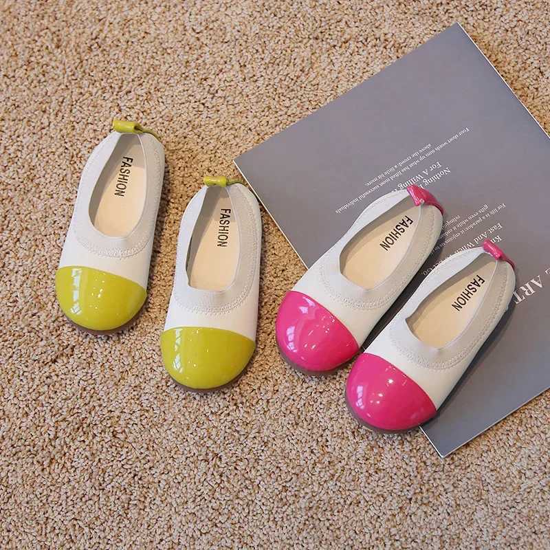 Girls Ballet Flats Patchwork Slip-on Round Toe Children Princess Shoes 24-33 Fashion Four Colors Soft Light Kids Casual ShoeT250306