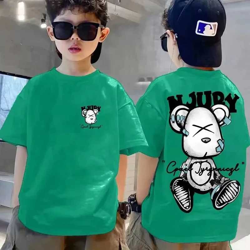 2023 Summer Kids Clothes Streetwear Print Cartoon T Shirt Short Sleeve Tops Tees Boys Girls Clothes 100%Cotton T Shirts ChildrenT250306