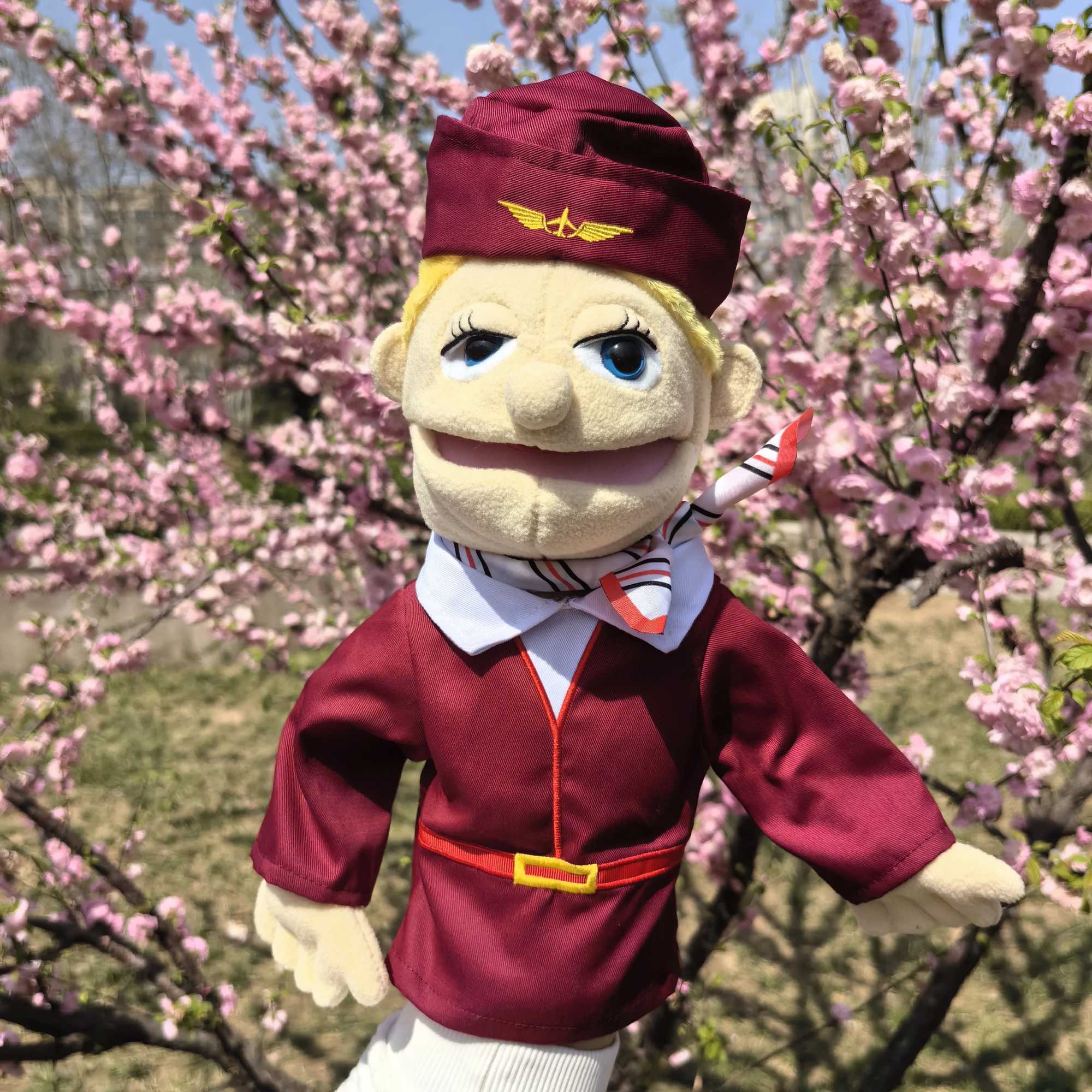 Free shipping Hand Puppets Plush toy professional Talk Movable Mouth Props Chef Police Prince Princess Doctor awards for childrens parties