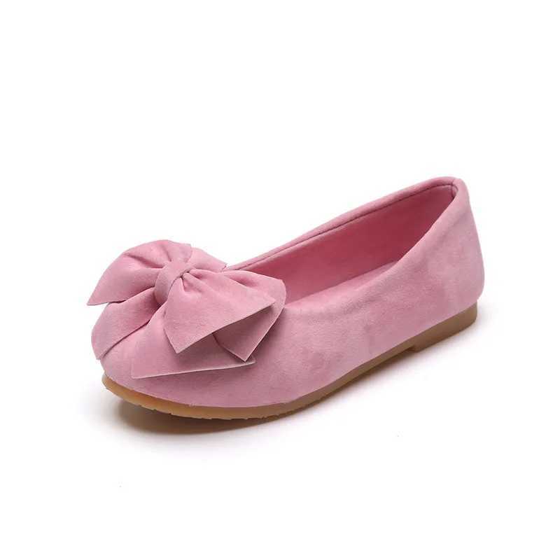 Kids Bowtie Moccasin Loafers Spring Autumn Girls Princess Sweet Shoes Casual Bow-knot Soft Childrens Suede Shoes Toddler ShoesT250306