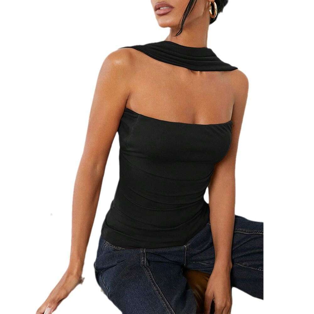 2025 Spring/Summer New Women's Ins Trendy Style Strapless Vest, Unique Reverse Neck Slim Fit Camisole Top KLMY