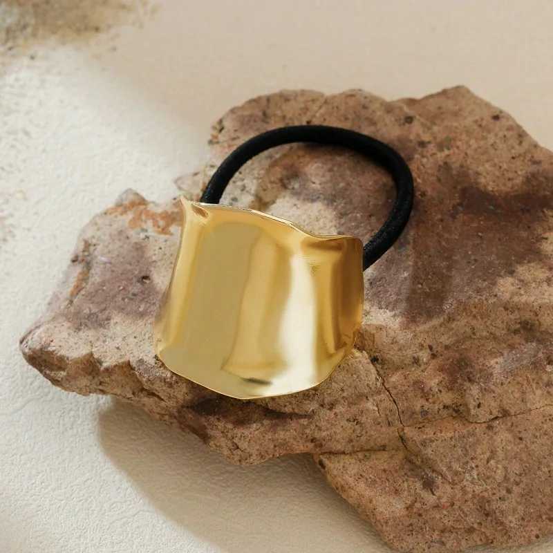 Retro metal shiny surface smooth hair loop fashionable personality hair loop punk wild hair rope hair accessory X250306