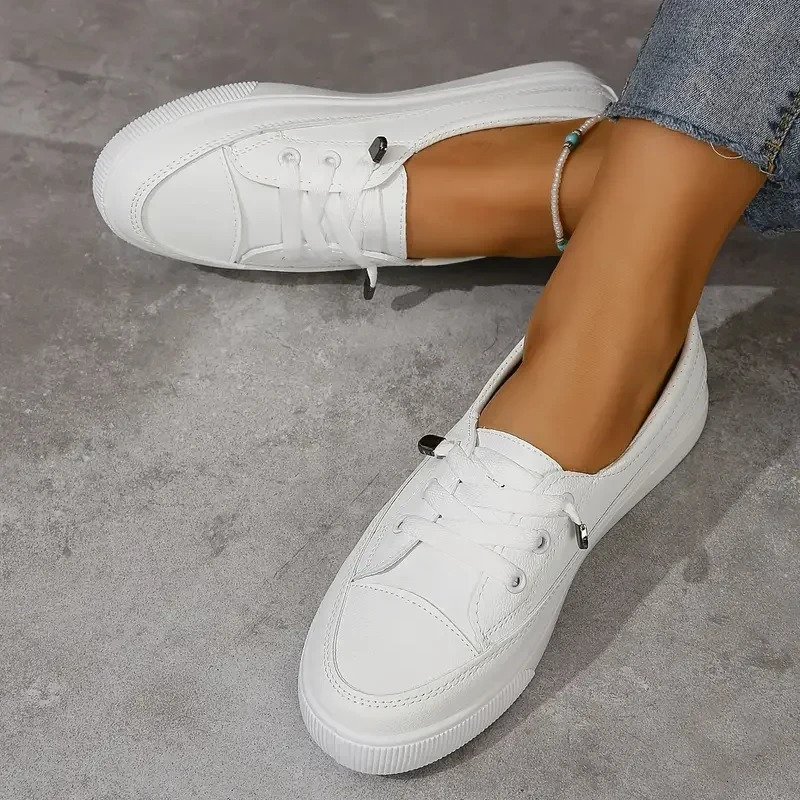 Wear-resistant Lightweight Breathable Solid Color Flat Sneakers Comfortable Casual Running Shoes Zapatillas Deportivas Mujer 250305