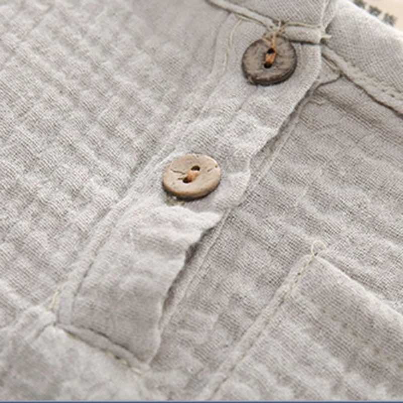 Cotton Linen Boy Shirt Summer Short Sleeve Kids Pocket Design Shirts for Boys Clothes Toddler Boys Clothing Children TshirtT250306