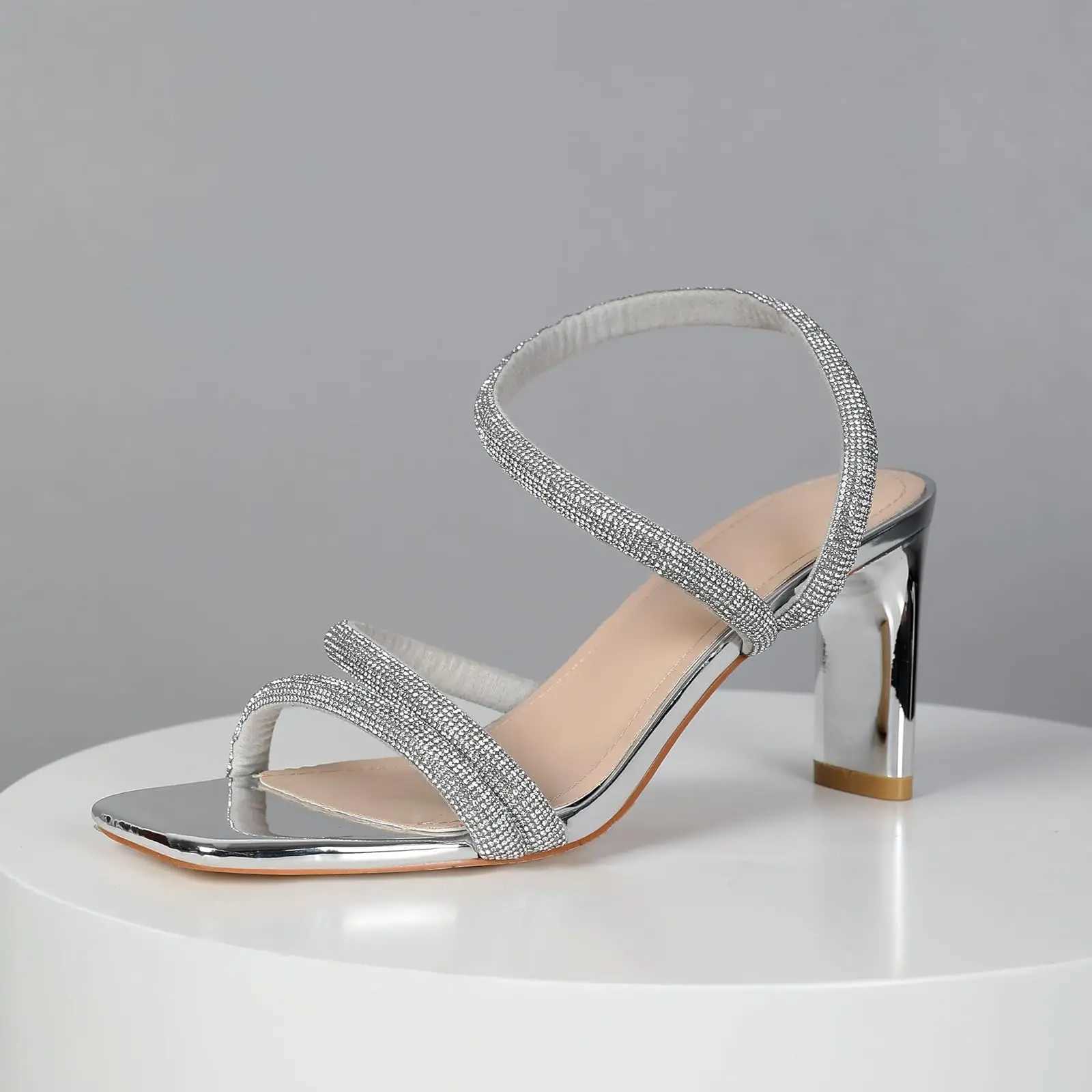 Gold/sier square-toe h rhine sandals. Sexy open toe elegant and stylish for pr or summer. Y250306