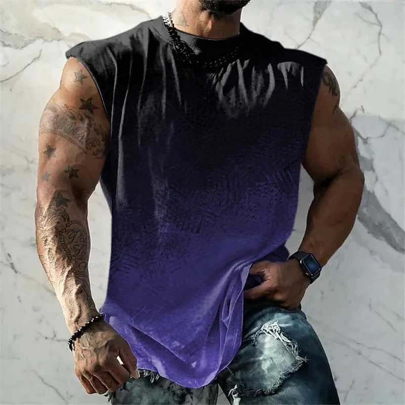 Mens 3D Print Vest Top Sleeveless T Shirt for Men Graphic Gradient Fashion Designer Muscle Daily Sports Gym T shirt SleevelessT250318