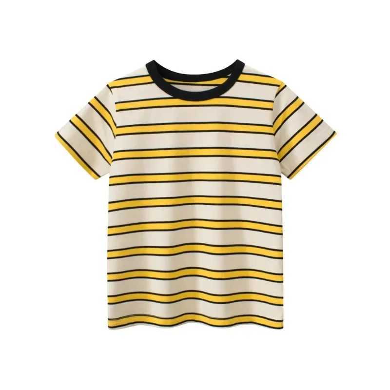 Brand New Striped T Shirt Boys 2025 Summer Childrens Clothing Short Sleeve O-Neck Cotton Tops Tees Kids Clothes 2-10YT250306