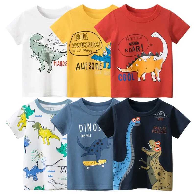 Dinosaur T-Shirts for Boys 2025 Summer New Cartoon Tops Kids Clothes Children Fashion Short Sleeve Cotton Tee ShirtT250306