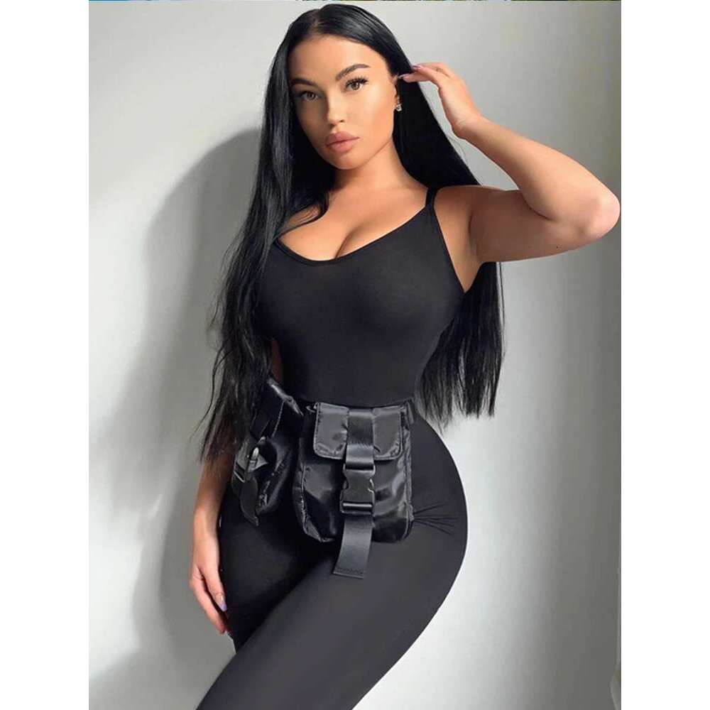 Black Sexy Jumpsuits Women Summer Sleeveless Rompers Spaghetti Strap Backless Casual Bodycon Skinny Sports Fashion Streetwear KLMY