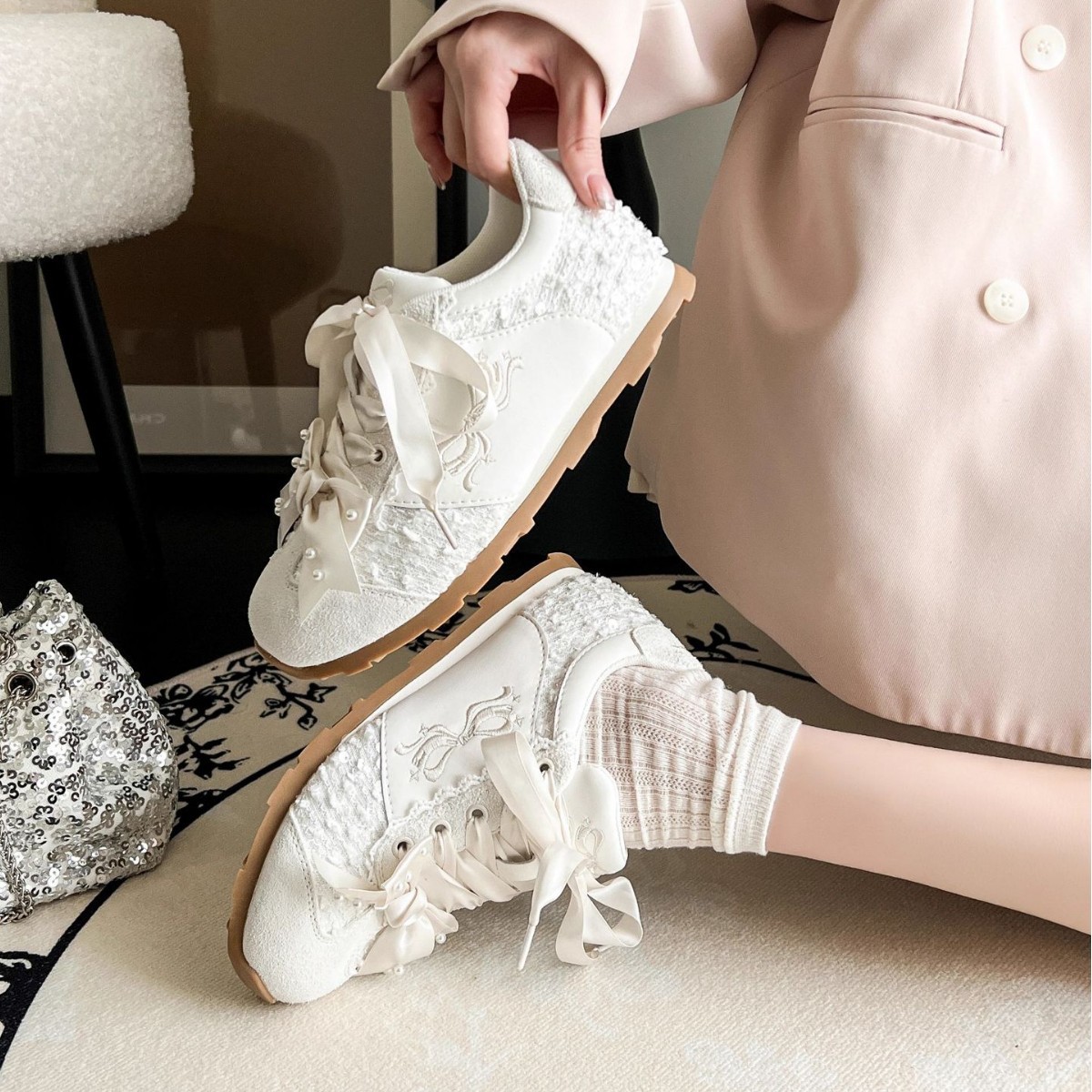 New free shipping deisgner shoes for womens casual shoes white pink blue Spring new thick soled outdoor casual sports shoes