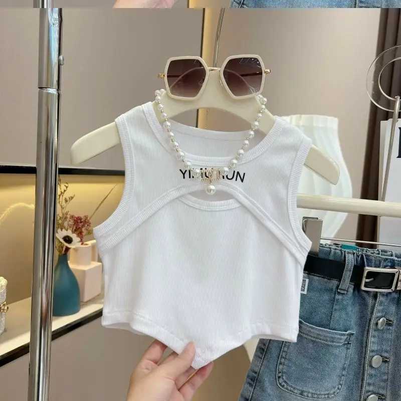 2024 Summer Girls 2-8 Years Fashion Vest Without Necklace Kids TopsT250306