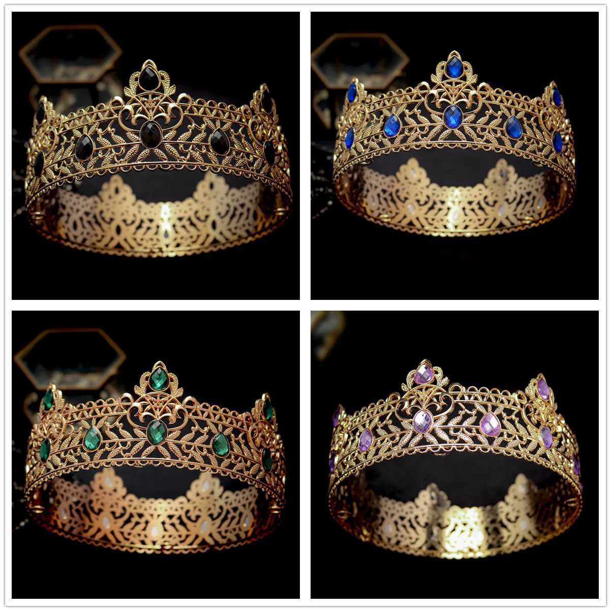 Round Wedding King Tiara piece For Men Rhinestone Royal Crown Hair Ornaments Important Occasion Jewelry Accessories X250306