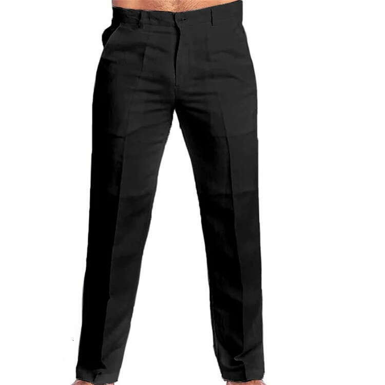 Men's Spring and Summer Solid Color en Slanted Pocket Loose Pants 2025 New Casual Versatile Fashion Clothing