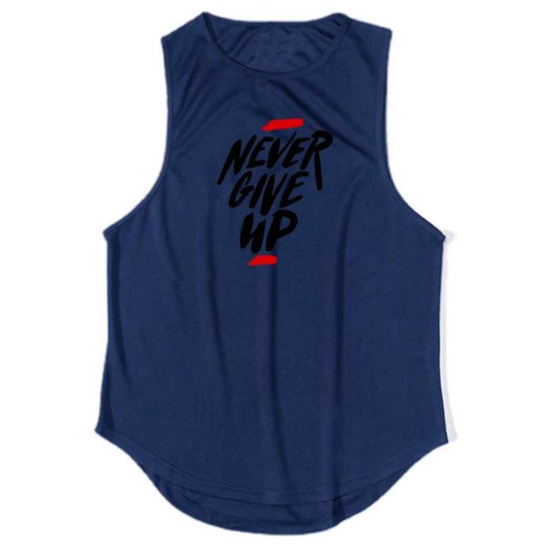 NEVER GIVE UP Summer Quick Dry Fitness Mens Tank Tops Gym Clothing Fashion Loose Basketball Vest Run Sports Sleeveless T-ShirtsT250318